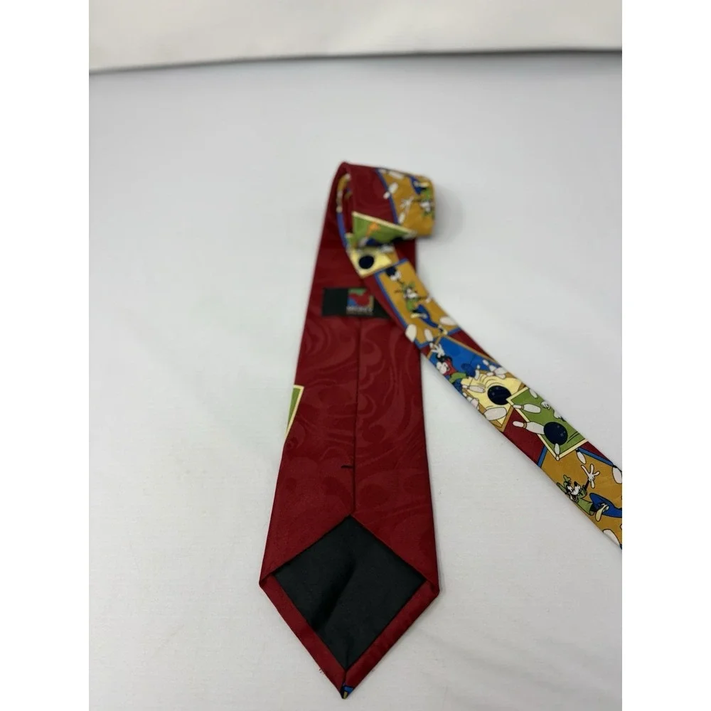 Vintage 90's Cartoons Mickey Goofy Donald Bowling Necktie Disney Nostalgic